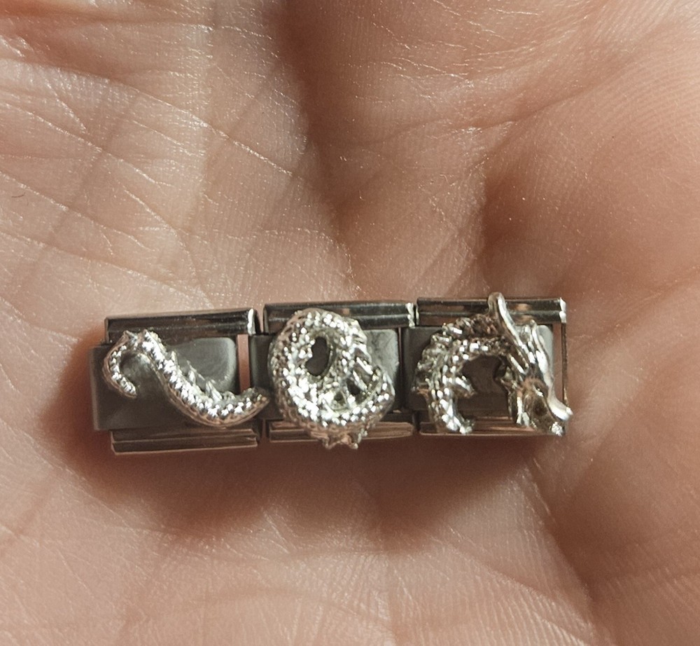 Silver Dragon Italian 3D Stainless Steel Triple Link Bracelet 9MM Dlinq