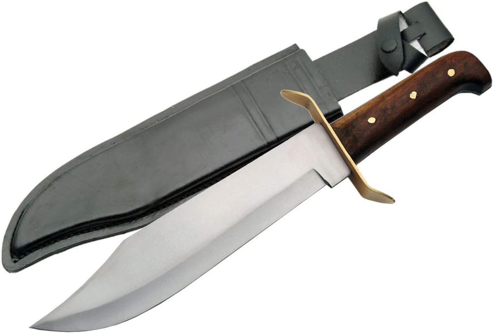 15-Inch SZCO Carbon Steel Bowie Knife with Clip-Point Blade for Outdoor Use