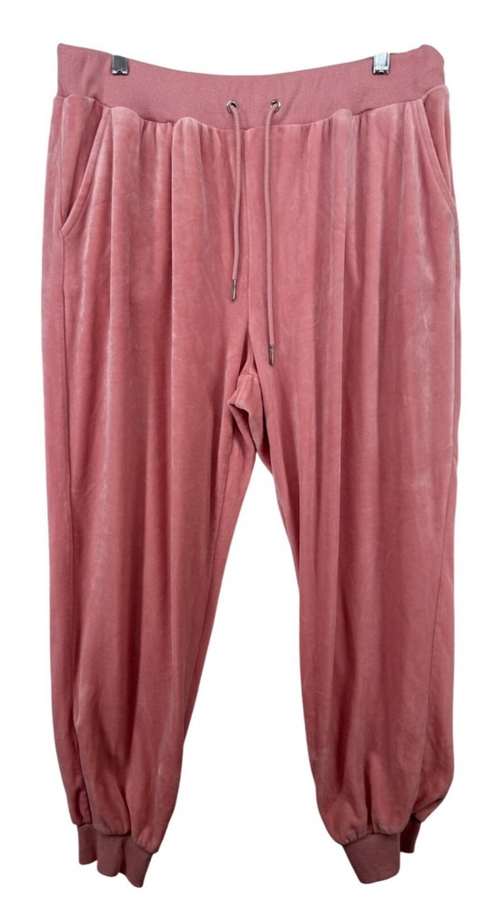 Tantrums Women Jogger Pant Sz XL Pink Velour Cozy Comfy SoftAF GrannyCore Casual