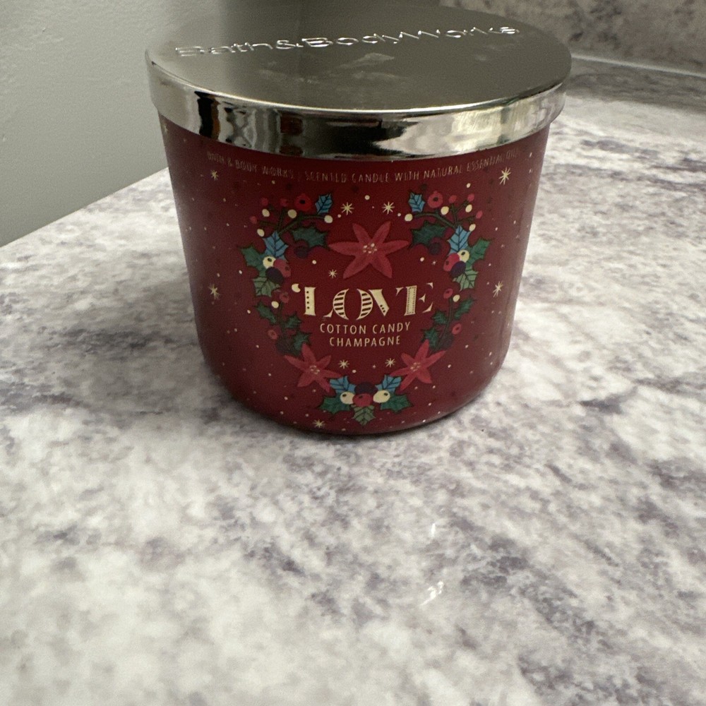 Bath & Body Works Candle Love Cotton Candy Champagne 3 Wick 14.5oz
