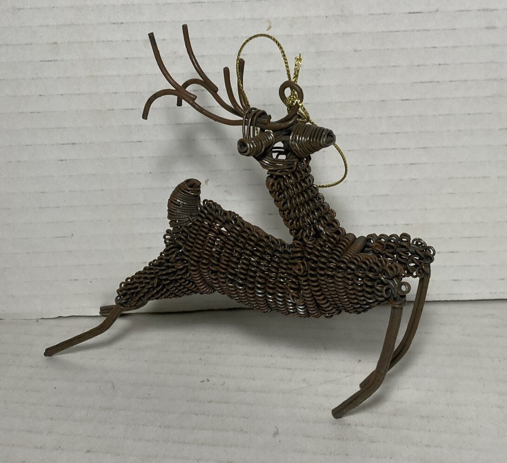 Christmas Ornament Reindeer Wire Holiday Brown Metal Decoration