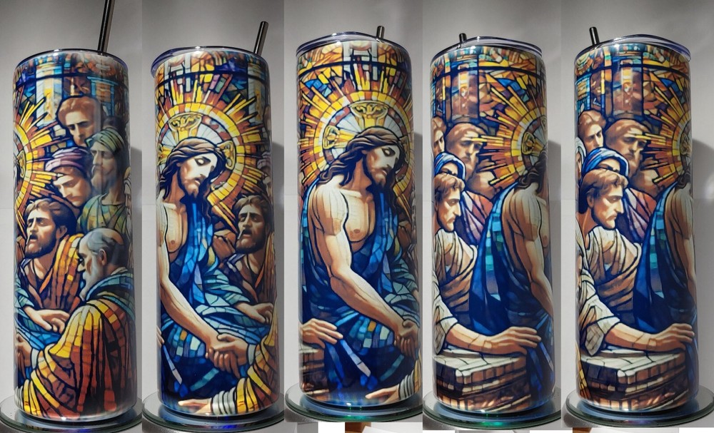 Christian Jesus, tumbler  Stainless-Steel 20oz with SS straw and cleaner