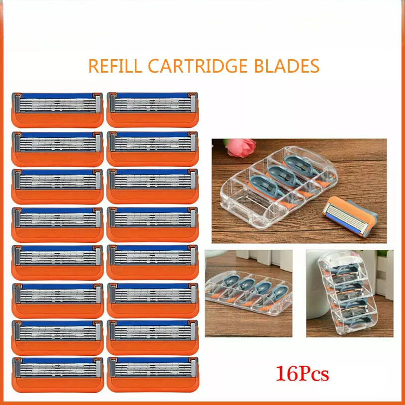 Packs of 16 Men Shaving Razor Blades for G illette Fusion 5 Factory Sealed