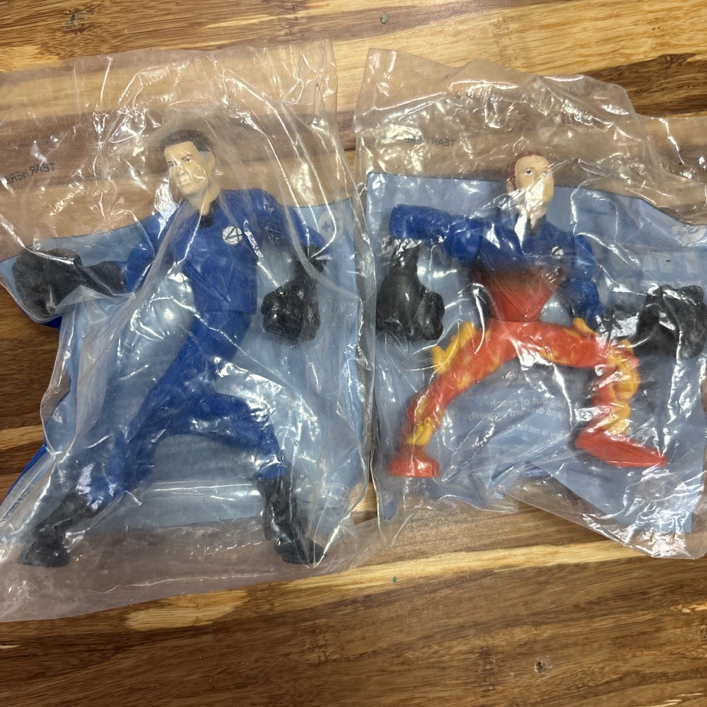 2007 Burger King Human Torch & Mr Fantastic Action Figures Sealed
