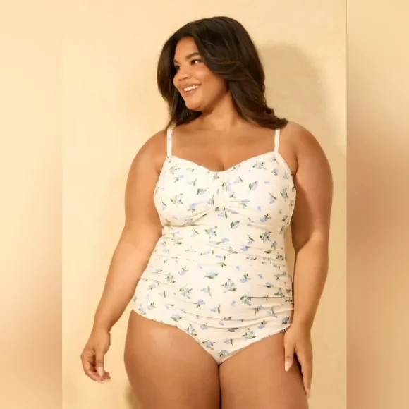 Women's Blueberry Print Tab Front Full Coverage One Piece Swimsuit - 22