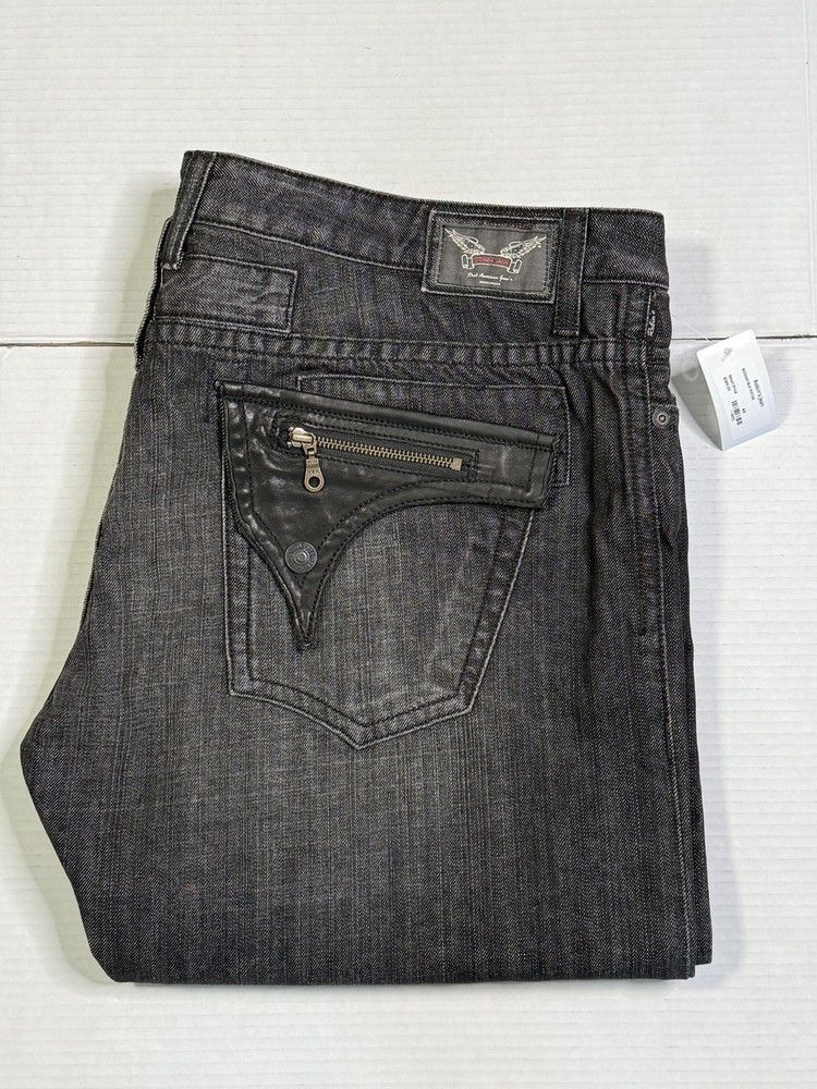 New Men’s Robin’s Jean SZ 44 Style #BD5665BLk MOTOR Long Leather Flaps Zipper