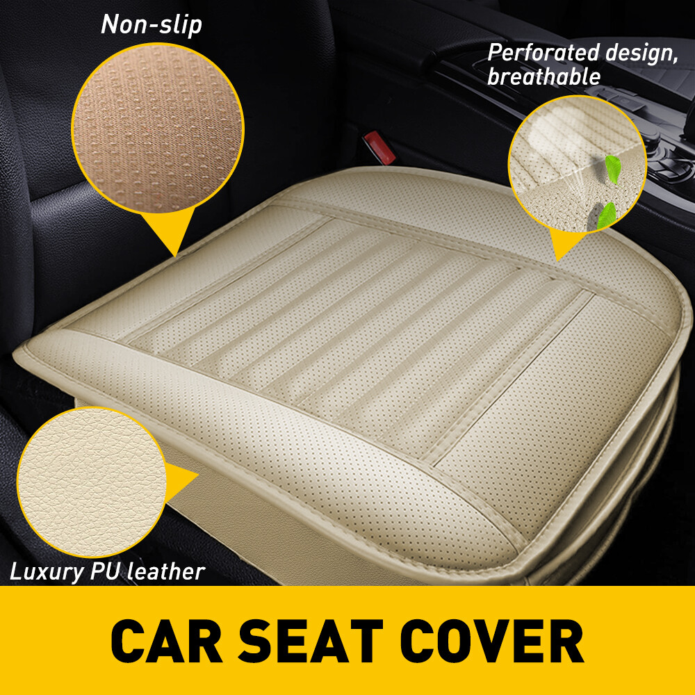 Car Leather Cover Seat Set Full Surround Universal Interior Accessories Beige T