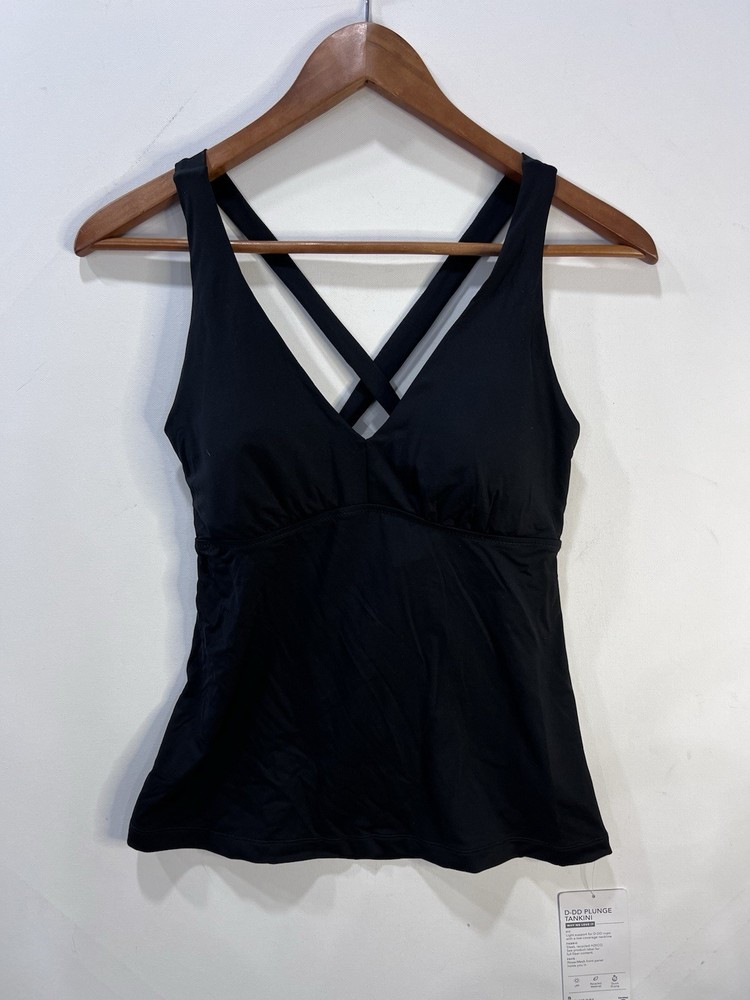 Athleta Black Plunge Tankini Swimsuit Top Size Small NWT
