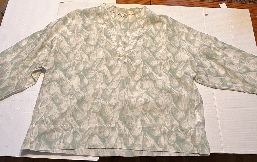 Gap Womens Sz XL Top Dolman Sleeve Shirt Lightweight  Floral BOHO Bohemian Green