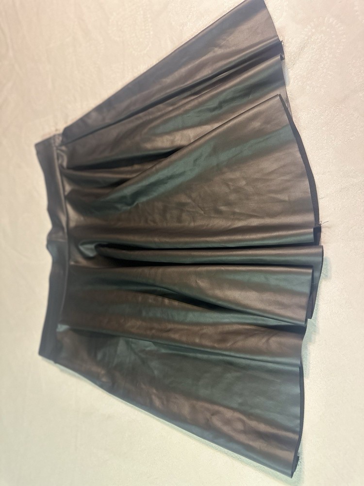 G stage Plus Black Vegan Faux Leather Mini Skirt Pleated Size XL 16inch L
