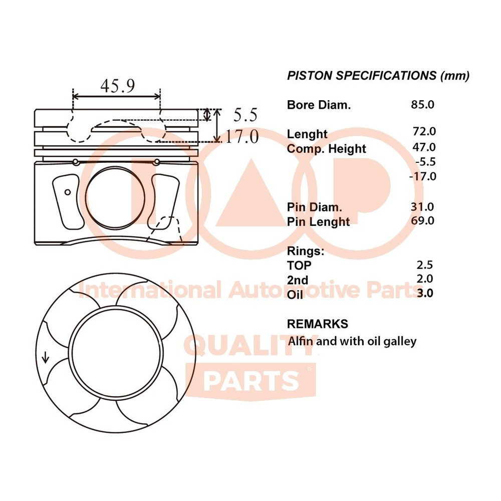IAP QUALITY PARTS - Standard 100-22032 Complete Piston Series