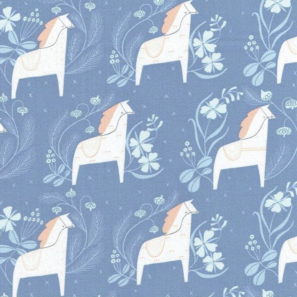 Dear Stella Horses Floral Marlin 100% Cotton Fabric by The Yard