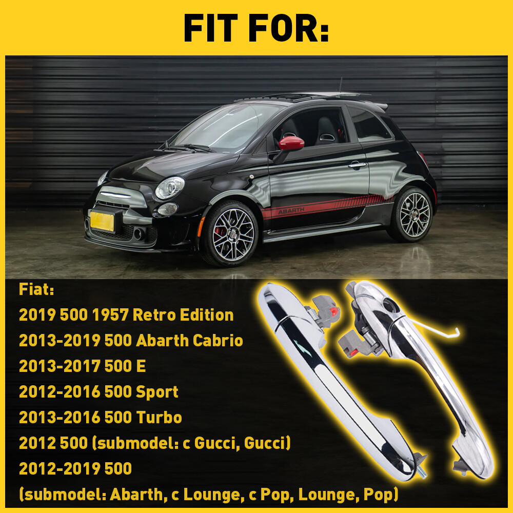 Front Exterior Outside Chrome Pair Driver Handle Door Passenger 2pc for Fiat 500