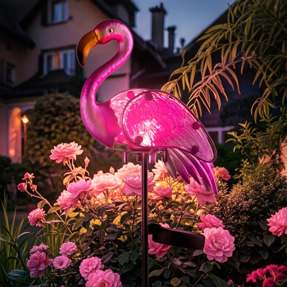 Solar Powered Flamingo Garden Lights Outdoor Decorative Stake