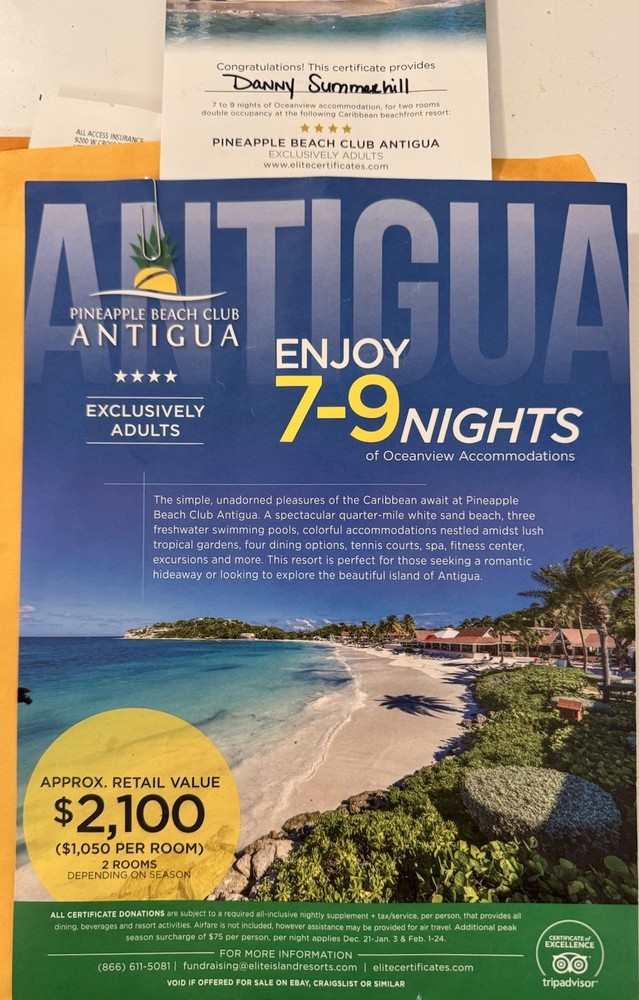 All inclusive resort vacation package, Antigua travel voucher-image