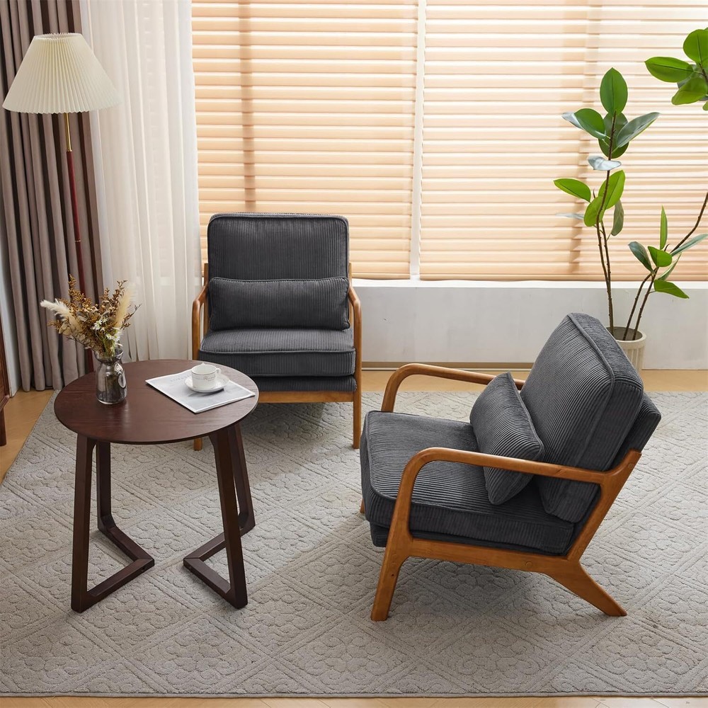 Upgraded Premium Corduroy Accent Chairs,Upholstered Arm Chair,Solid Wood