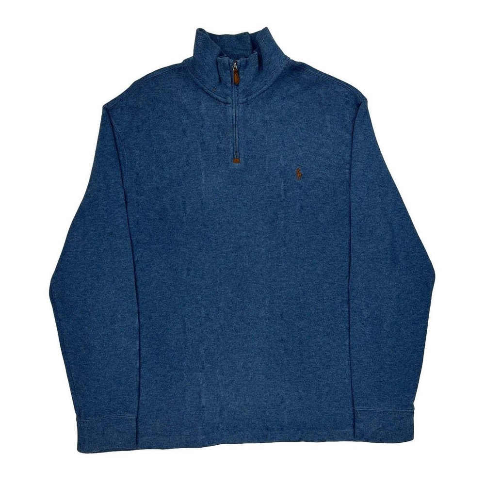Polo By Ralph Lauren 1/4 Zip - Large Blue Cotton