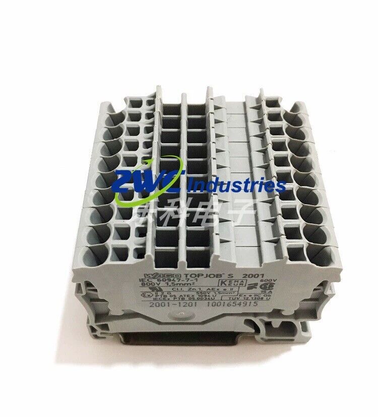 100pc 2001-1201 Rail-Mounted Self-Locking 2-Wire Terminal Block #F8 for Secure Connections