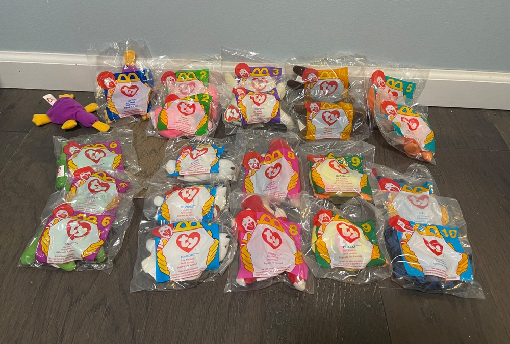 Mcdonalds Happy Meal Toys, Ty Beanie Babies, 1996, Lot of 22 items