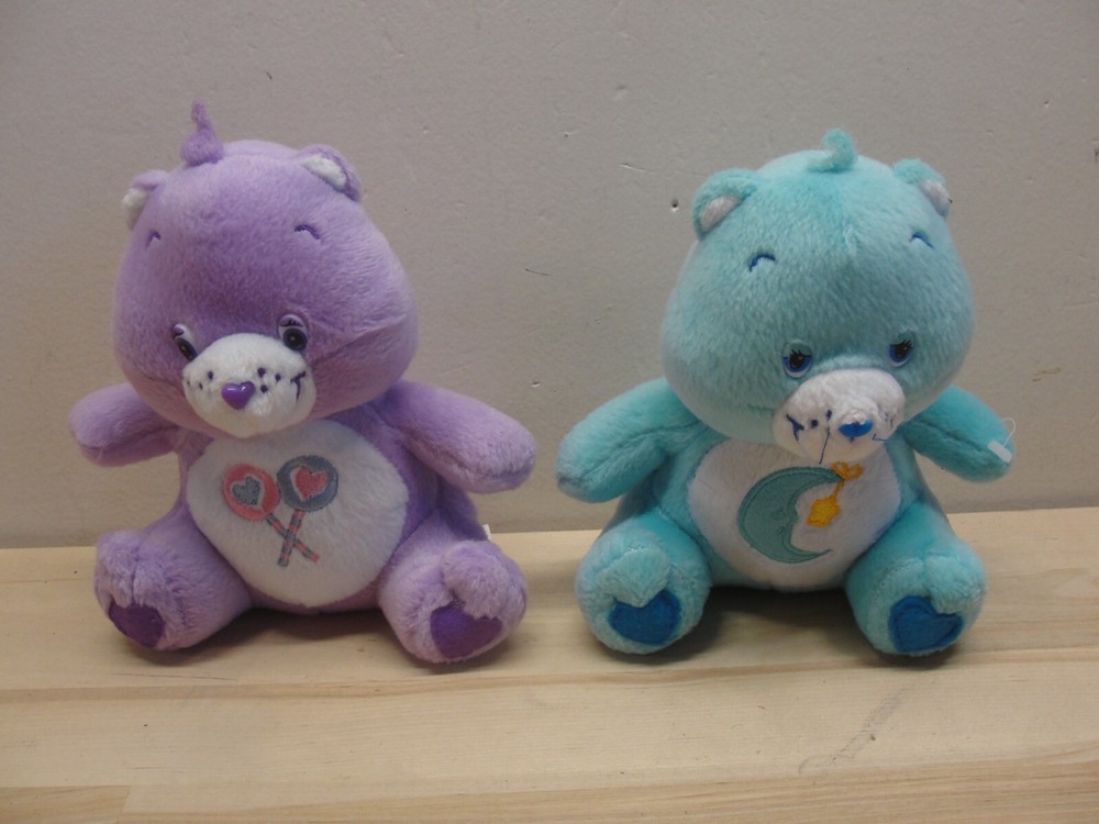 Vintage 2003 Nanco Care Bear Plush Lot - Lollipop & Moon Star Bears