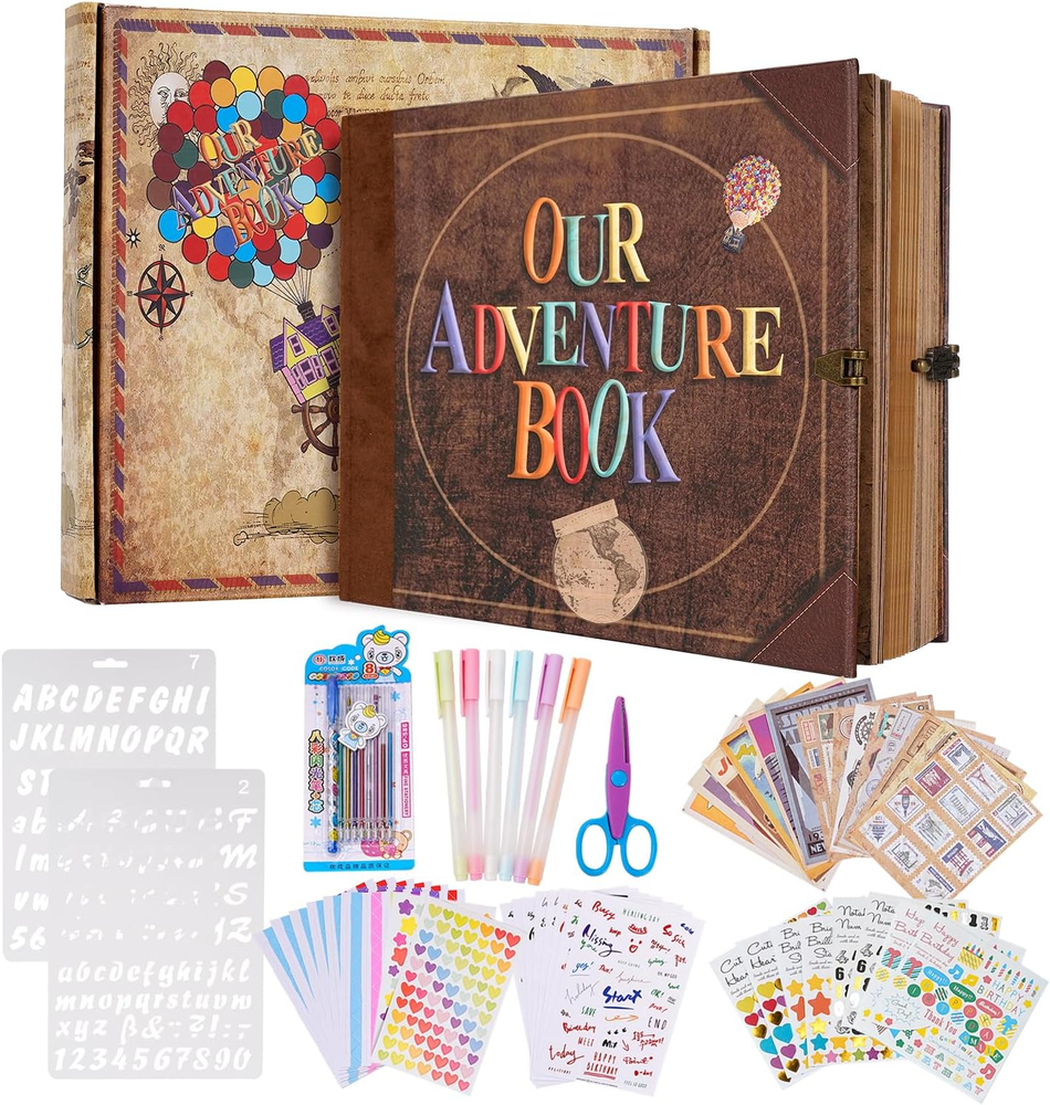 Our Adventure Book 146 Pages Scrapbook Photo Album with Scrapbooking Supplies
