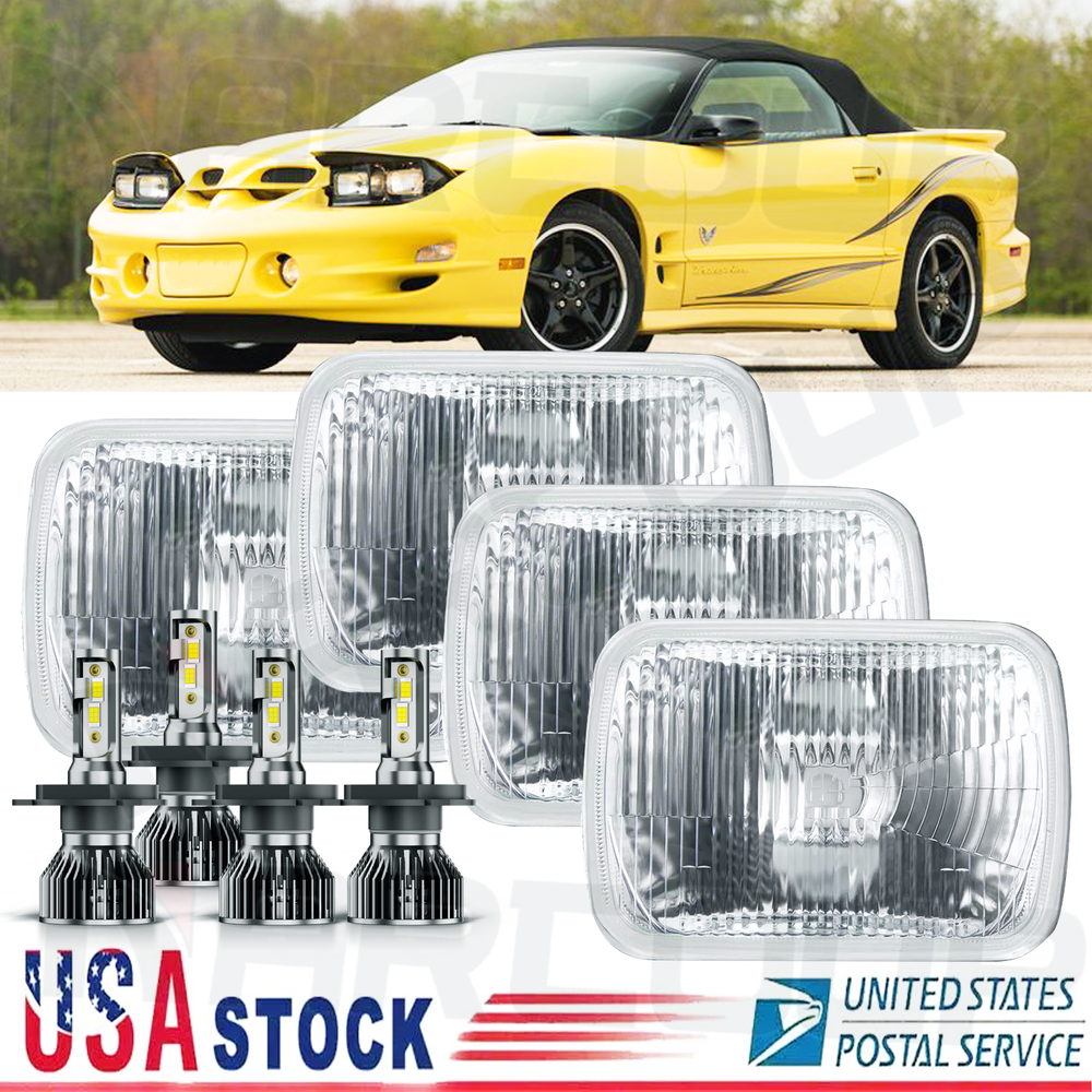 4PCS 4x6 LED Headlights High Low Beam for 1998-2002 Pontiac Firebird