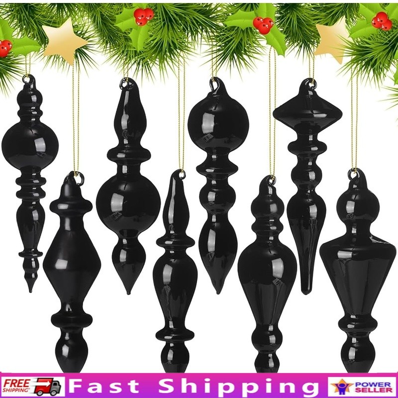 8 Pack Mercury Glass Christmas Ornaments Finial Decorative Gifts Holidays New