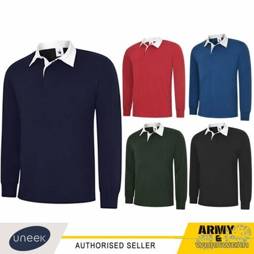 Classic Unisex Long Sleeve Rugby Shirt for Sports Casual Wear