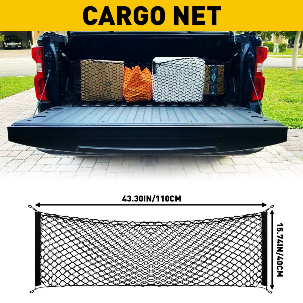 Rear Trunk Envelope Style Cargo Net for CHEVY SILVERADO GMC SIERRA 2013-2022 New
