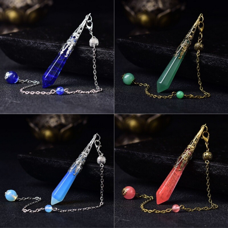 Opal Crystal Necklace Tarot Divination Pendulum Retro Gift