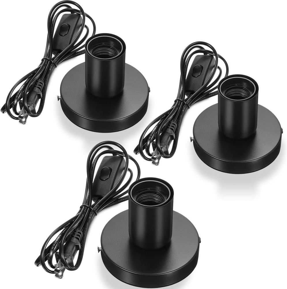 Polished Metal Desktop Lamp Base E26 E27 Screw Light Bulb Holder Base Light Sock