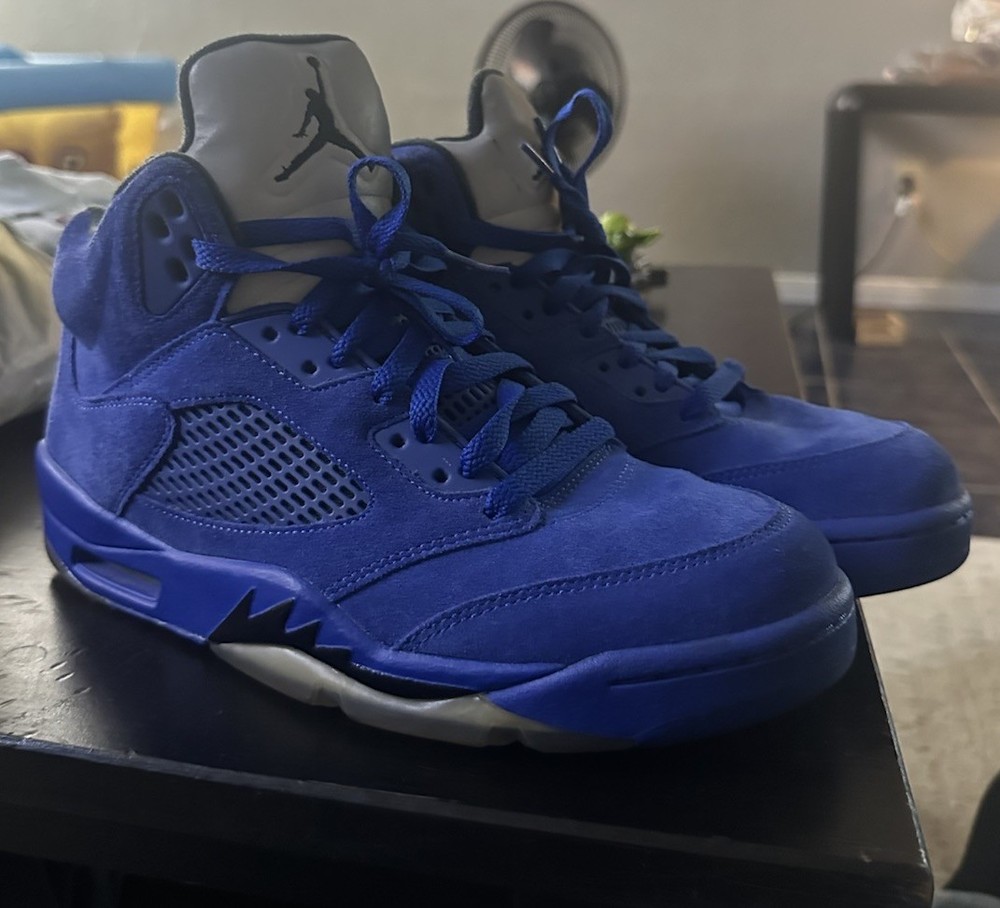Air Jordan 5 Retro Blue Suede Sneakers Size 9 . No Box Sold As It Is !!