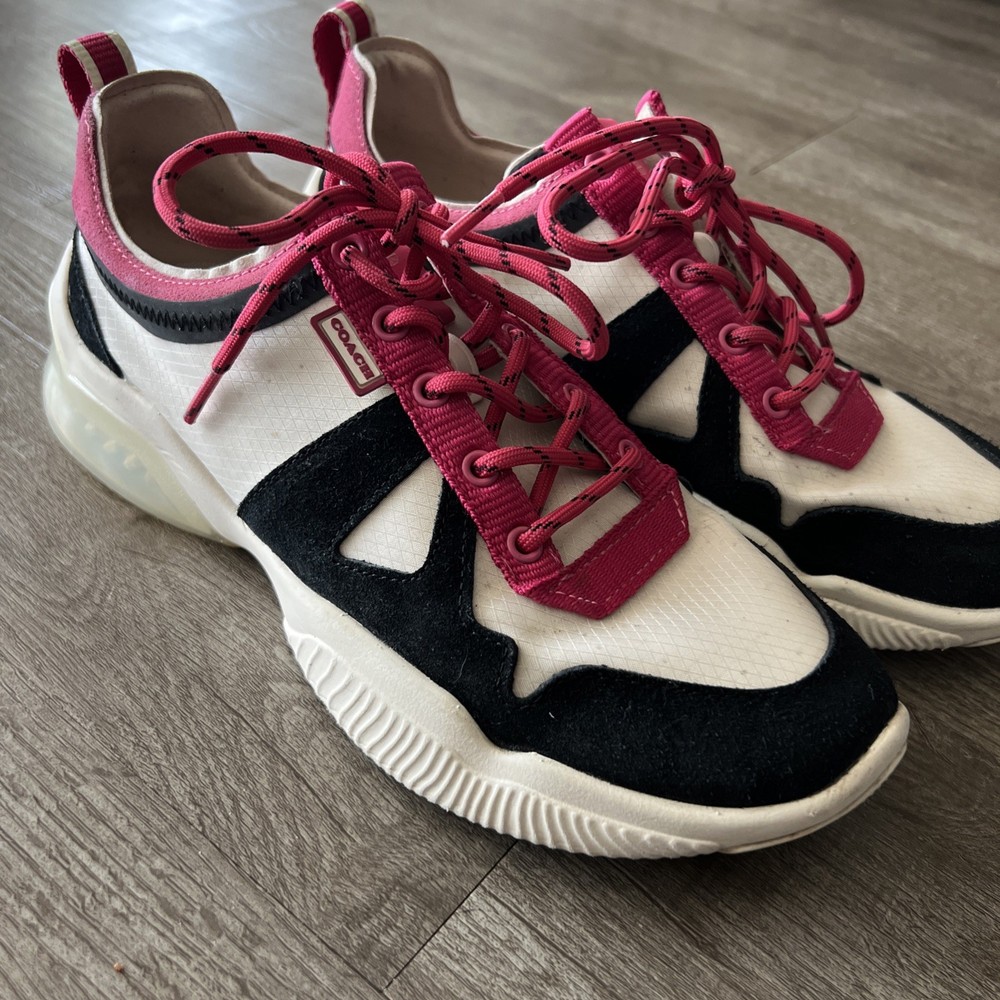 Coach Women’s Citysole Runner Black /Milk/Deep Pink Size 8, Style G4969 Sneaker