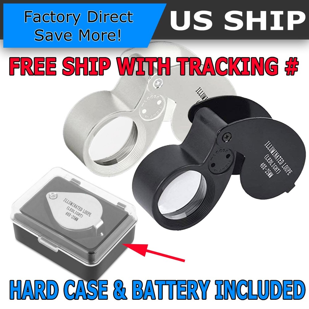 40X LED Illuminated Jewelry Loupe Magnifier with Pocket Clip for Jewelers