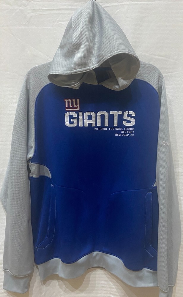 Reebok Onfield Hoodie Men's L Gray New York Giants NFL Embroidered Logo Pullover