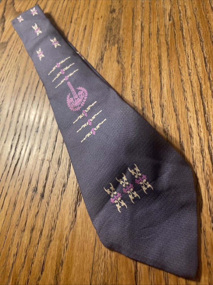 Vintage 50s Atomic Art Deco Print Swing Tie Silk VLV Rockabilly