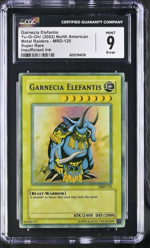 YuGiOh Garnecia Elefantis MRD-125 Insufficient Ink Max Faded Error CGC 9 Mint
