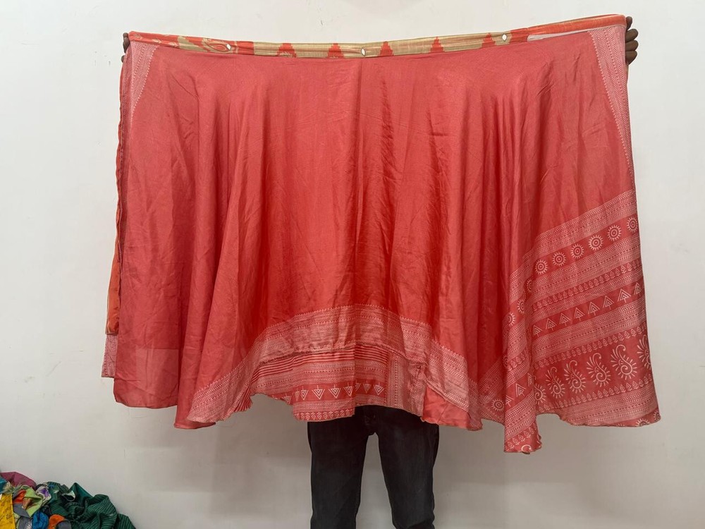 Vintage Indian Silk Sari Wrap Skirt Reversible Double Layer