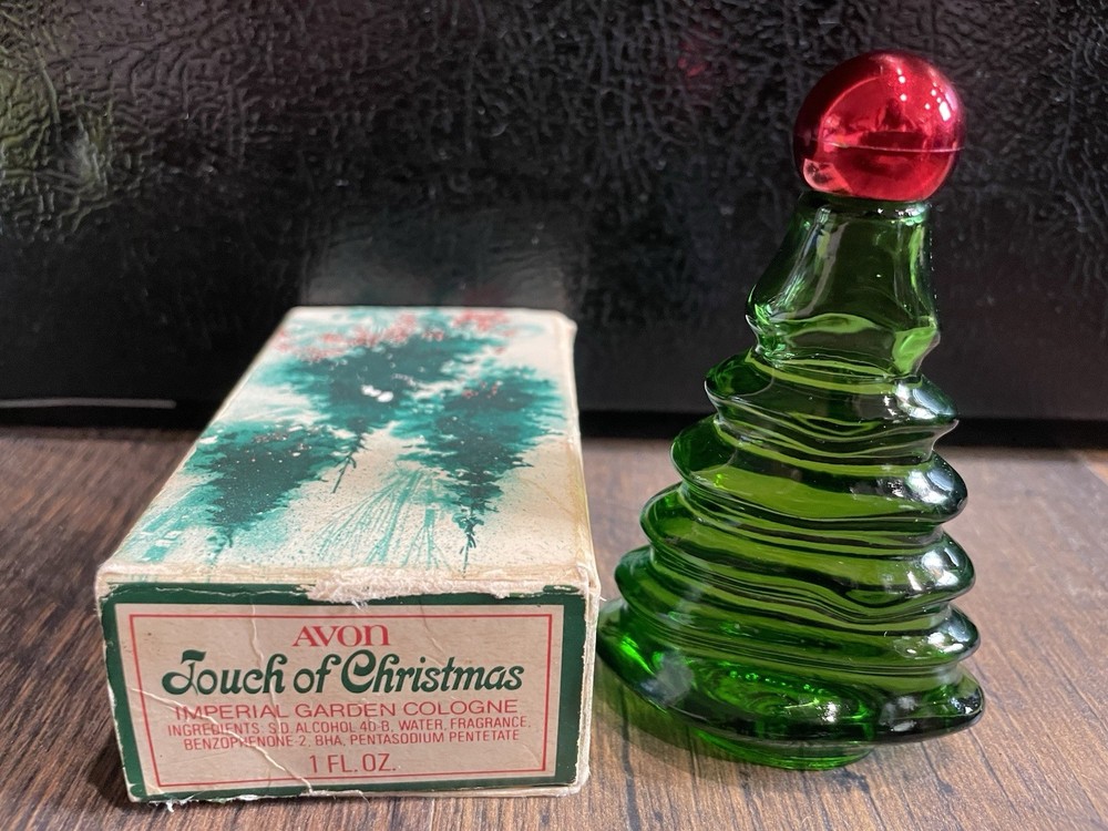 Avon TOUCH OF CHRISTMAS Imperial Garden Cologne 1 FL OZ Tree Bottle FULL IN BOX