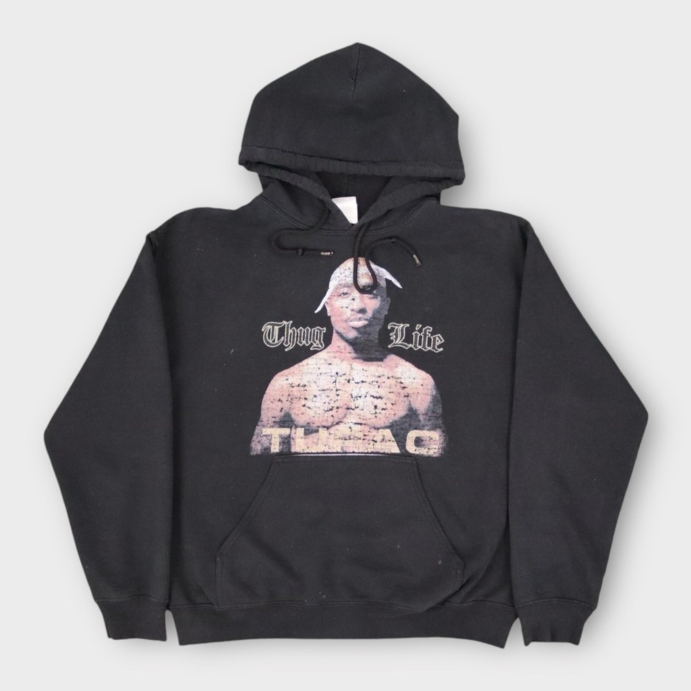 Tupac Shakur Hoodie Men’s Size Medium Thug Life Rap Music Sweatshirt Distressed