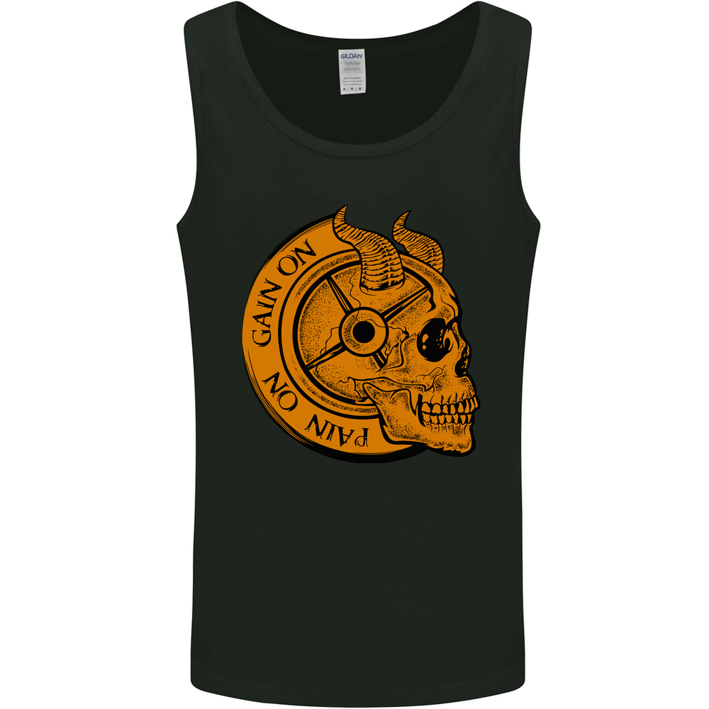 No Pain No Gain Devil Skull Training Gym Mens Vest Tank Top