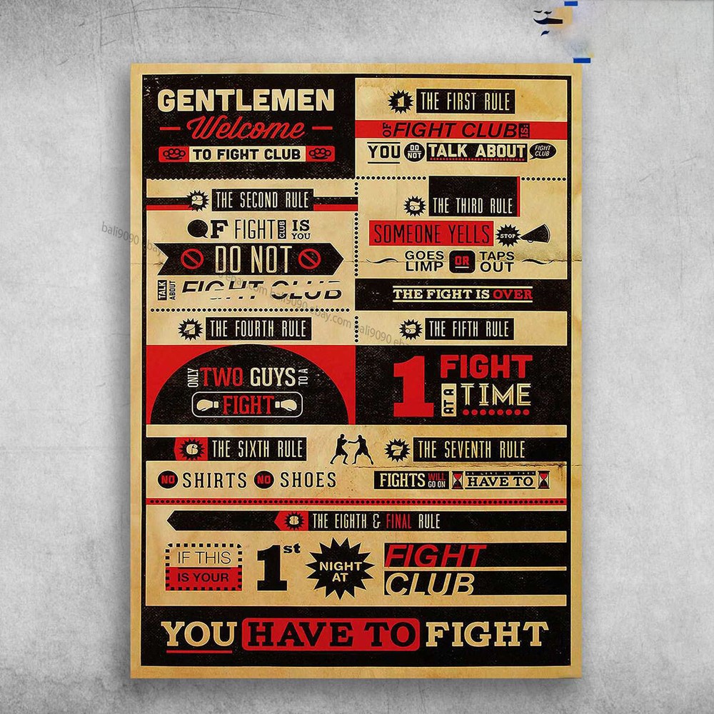 Club Poster - Gentlemen Welcome To Fight Club, The First Rule Of Fight Club, ...