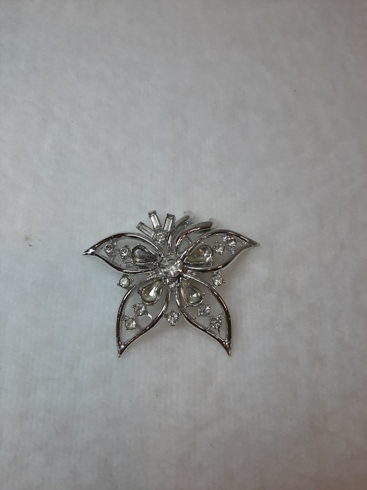 Snowflake Brooch Pin Vintage Flower Butterfly Silver Tone Sparkling Bling