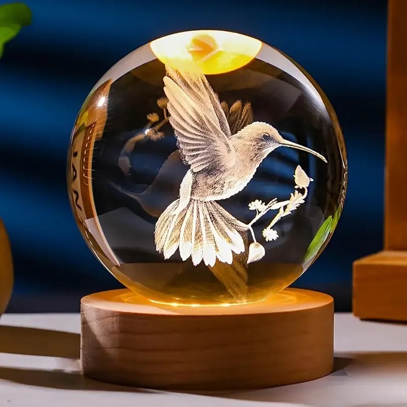 3D Hummingbird Crystal Ball Gift 60mm Figurine for Women US
