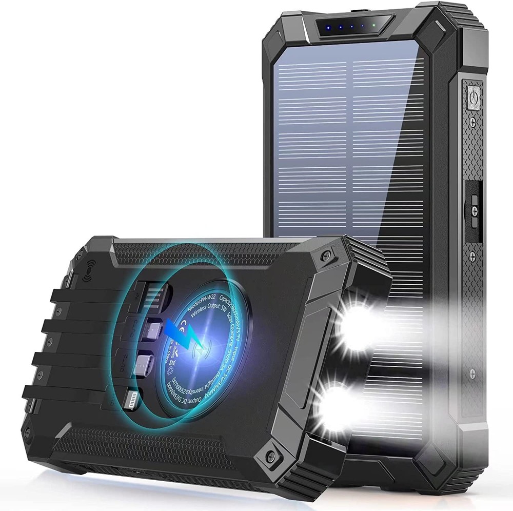 36000mAh Wireless Power Bank with 4 Built-in Cables 6 Outputs 15W Fast Charging