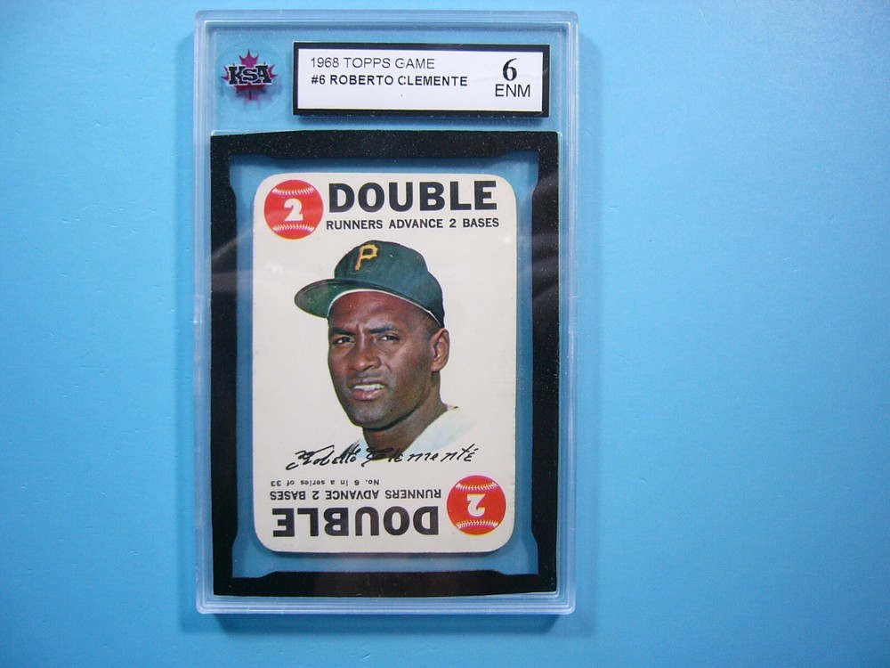 1968 TOPPS GAME MLB BASEBALL INSERT CARD #6 ROBERTO CLEMENTE KSA 6 EX/NM SHARP!!