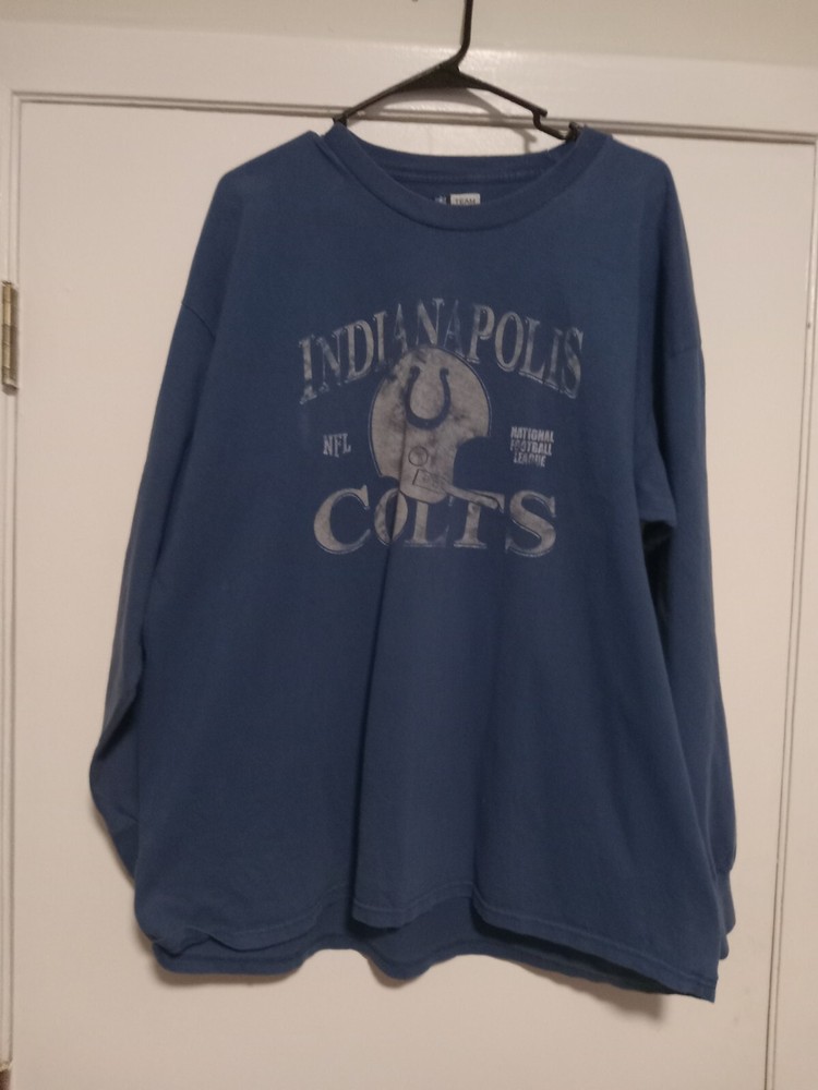Indianapolis Colts Long Sleeve Faded Graphic T-shirt NFL Team Apparel Blue Sz 2X