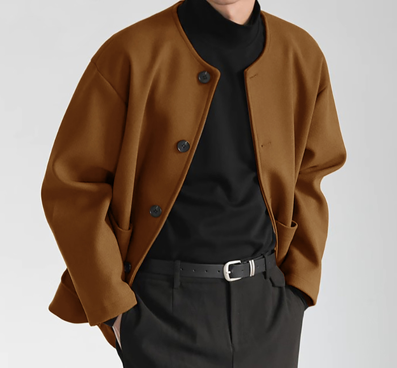 New Men's Jackets Autumn Casual Long Sleeved Coats Fashion Woolen Outerwear Gift