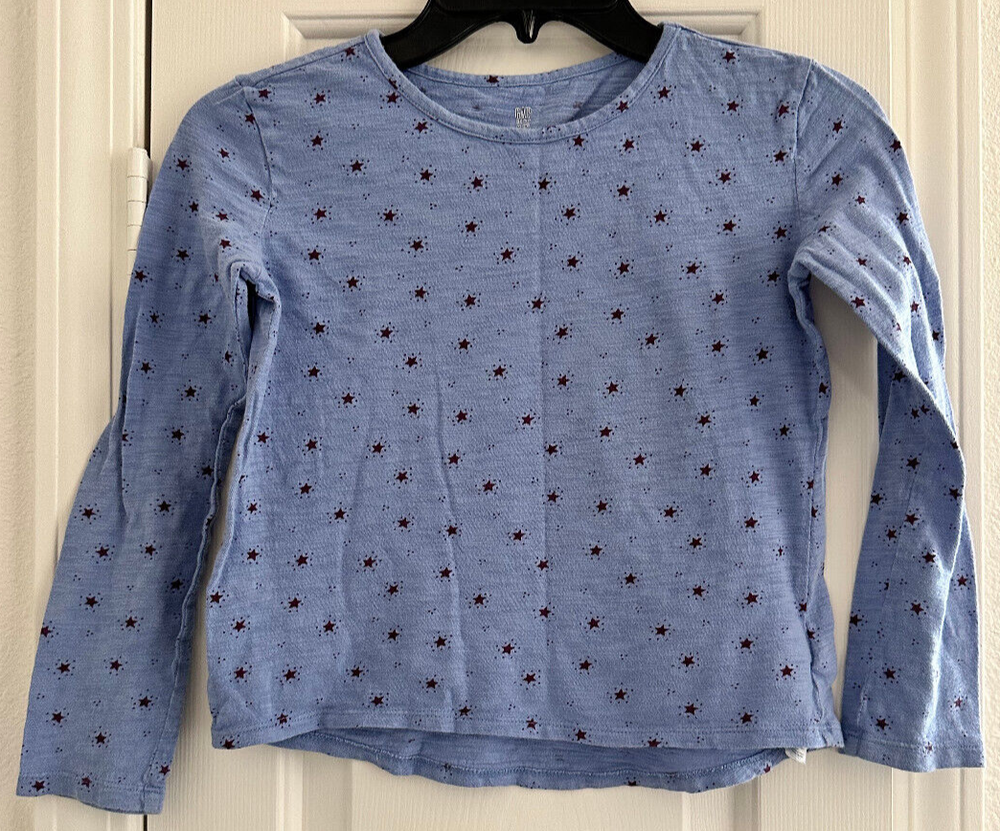 GAP Kids - Girl's Long Sleeve T-Shirt, Blue, Red Stars, Size 8/9