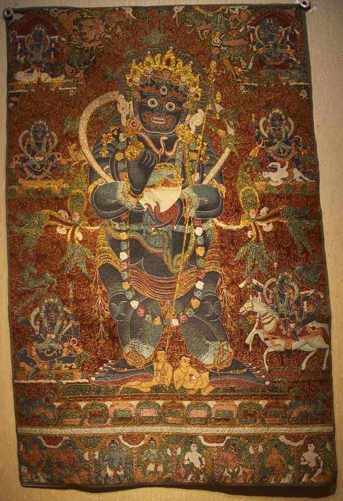 Nice Chinese Tibet Buddhist embroidery Brocade Tapis Thangka Tangka Mahakala